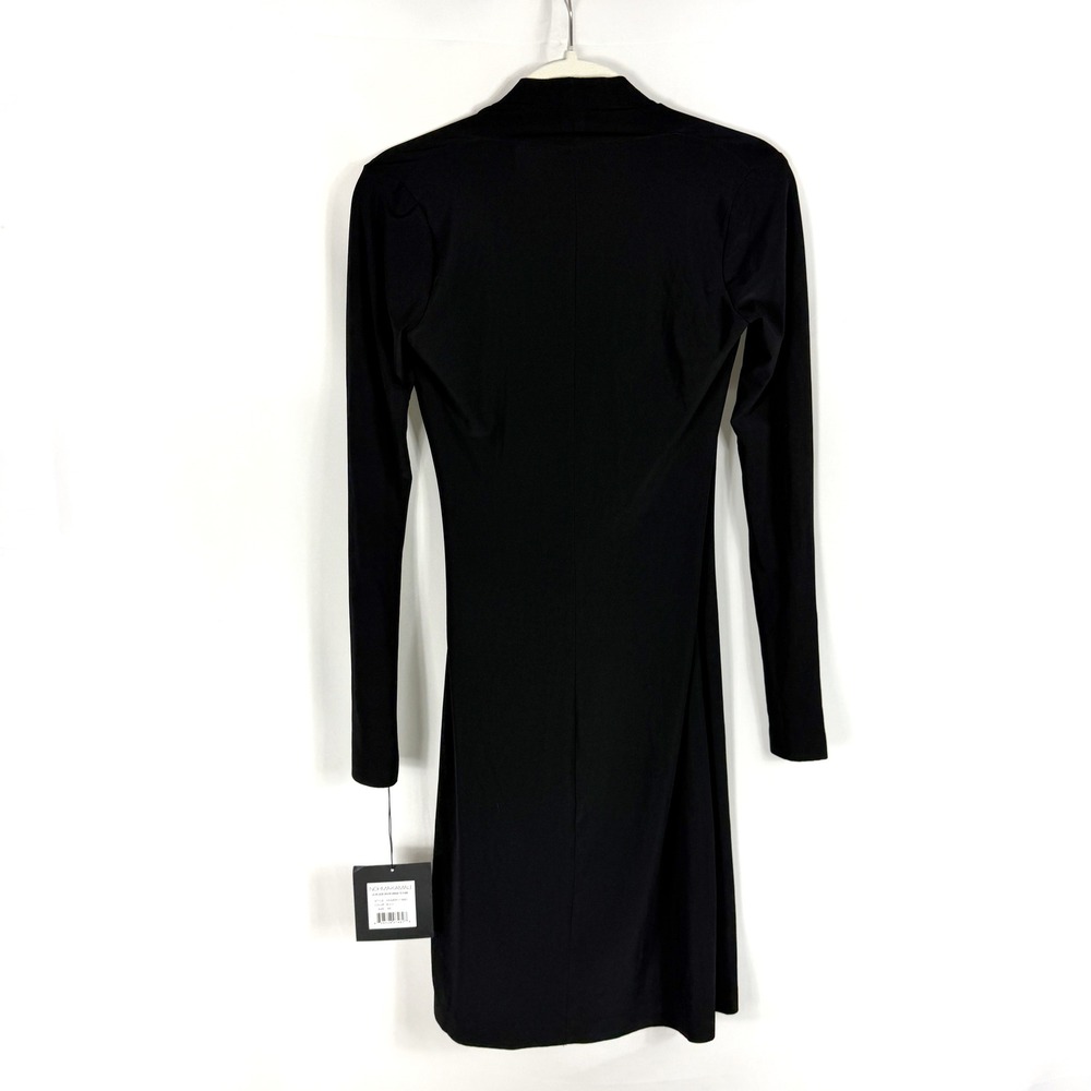 Norma Kamali Side Drape Modern Dress Black Jersey Long Sleeve V-Neck Knee Sz XS - Picture 10 of 10
